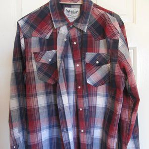 Levi's Men's Blue Plaid Long-sleeve Shirt - Medium